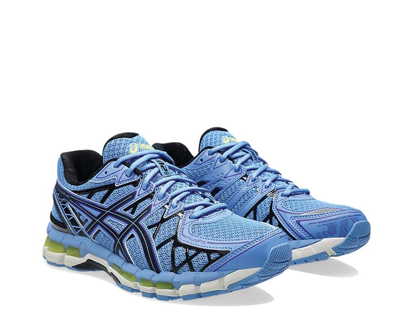 Asics Gel Kayano 20 Blue Neptune/Black vista lateral — parte superior mesh transpirable