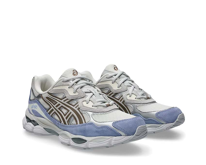 Asics Gel NYC Cream/Cloud Grey vue latérale — tige mesh vintage