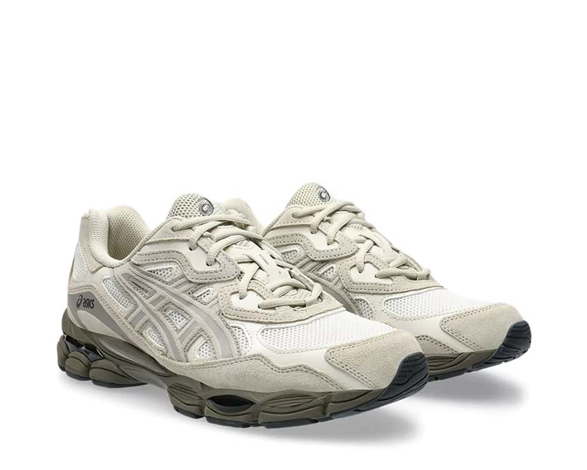 Asics Gel NYC Cream Putty Cream/Putty vista laterale — tomaia mesh e cuoio vintage