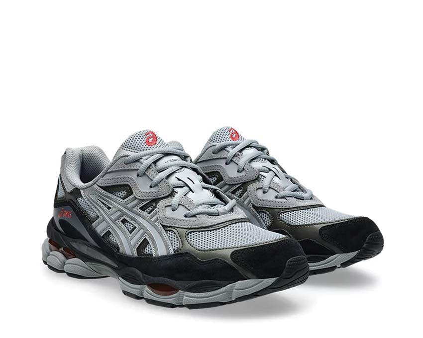 Asics Gel NYC Gravel/Black vista laterale — tomaia mesh e pelle vintage