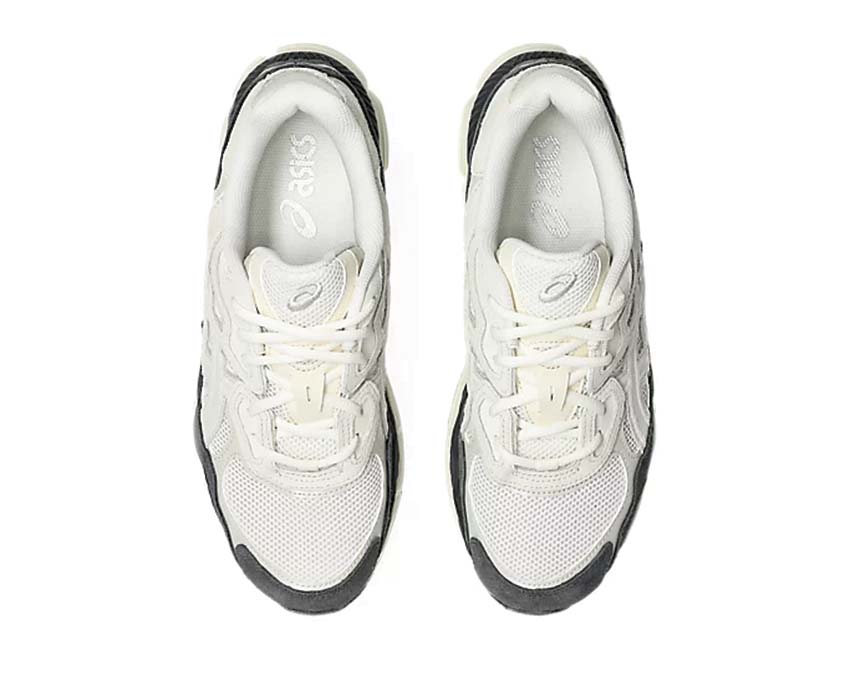 Asics Gel NYC White / Smoke Grey détail — mesh et suède gris fumé 90s