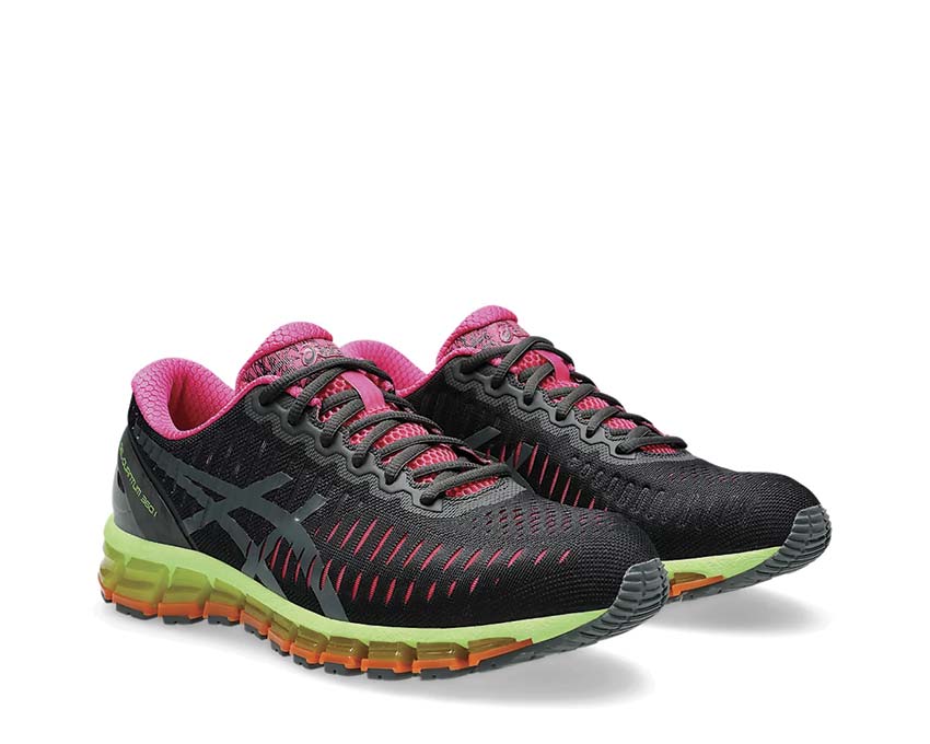 Asics Gel Quantum 360 I Graphite Grey Hazard Green vue latérale — tige mesh jacquard