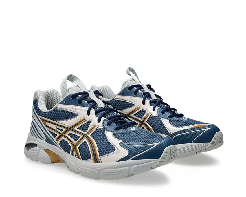 Asics UB8-S GT-2160 Kiko Kostadinov Azure/Pure Gold Seitenansicht — exklusives Kollaborationsdesign