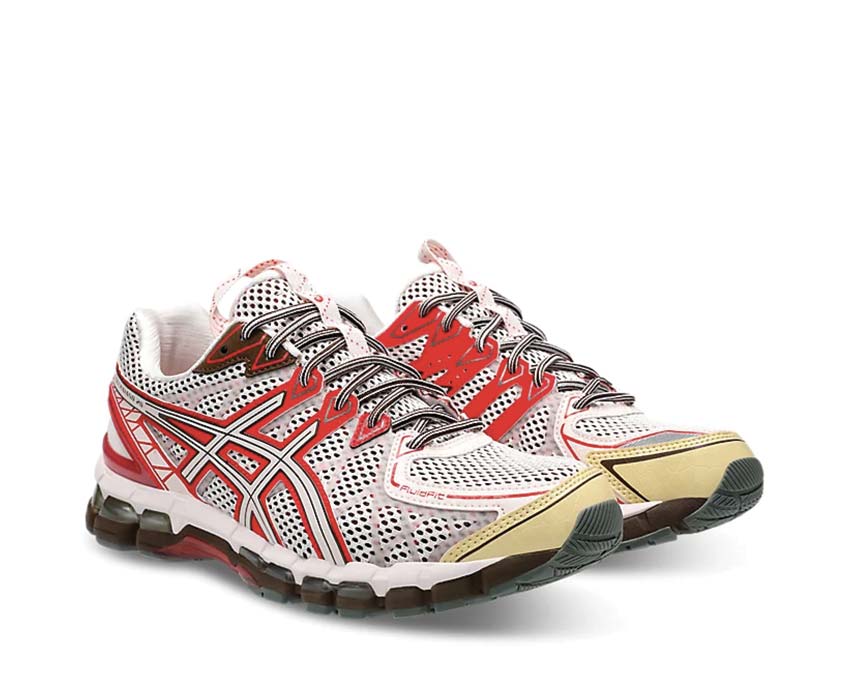 Asics UB9-S Gel Kayano 20 Kiko Kostadinov Crystal Pink/Classic Red vista lateral — diseño colaboración
