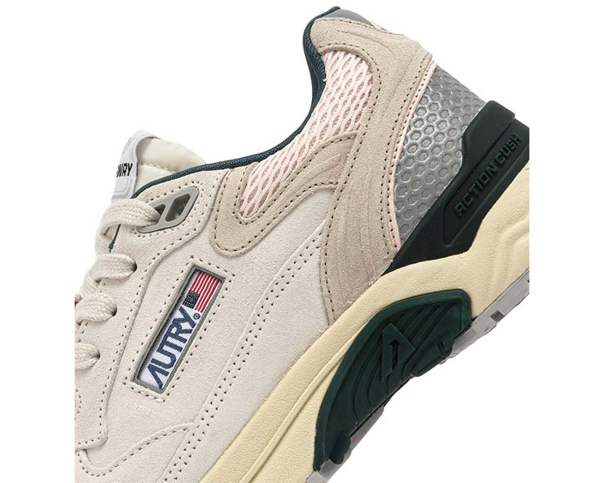 Autry Hyperway Low W Blanc/Rose vue latérale — mesh et daim blanc rose