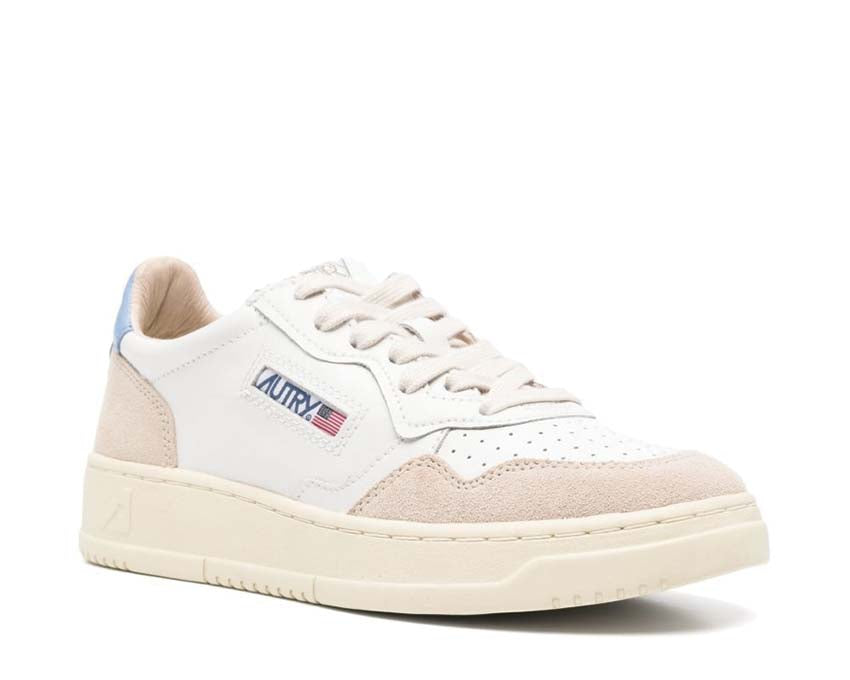 Autry Medalist Low W vue latérale — cuir et daim bicolore pastel