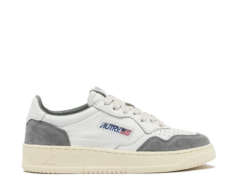 Autry Medalist Low Goat Suede White Grey — men's sneaker leather retro sport