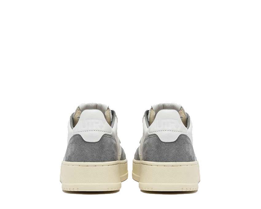 Autry Medalist Low Goat Suede White Grey sole — vintage rubber sole