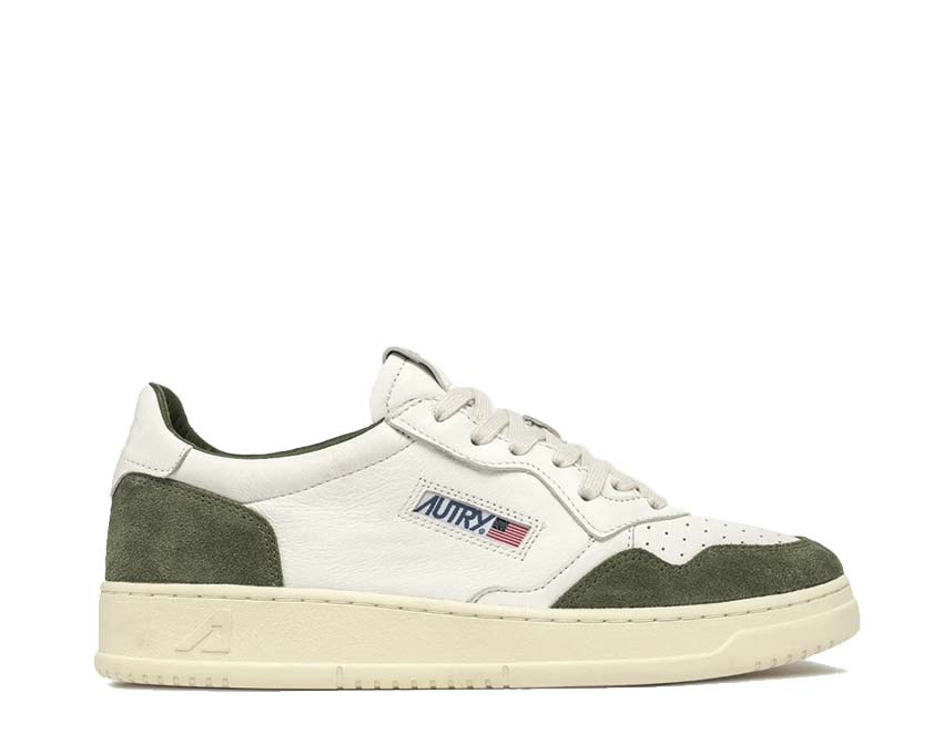 Autry Medalist Low Goat Suede White Military — zapatilla hombre cuero retro sport