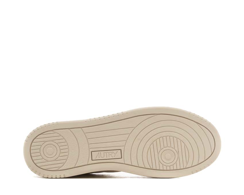 Autry Medalist Low Elep Am Vapor Green detalle — panel cuero natural bicolor