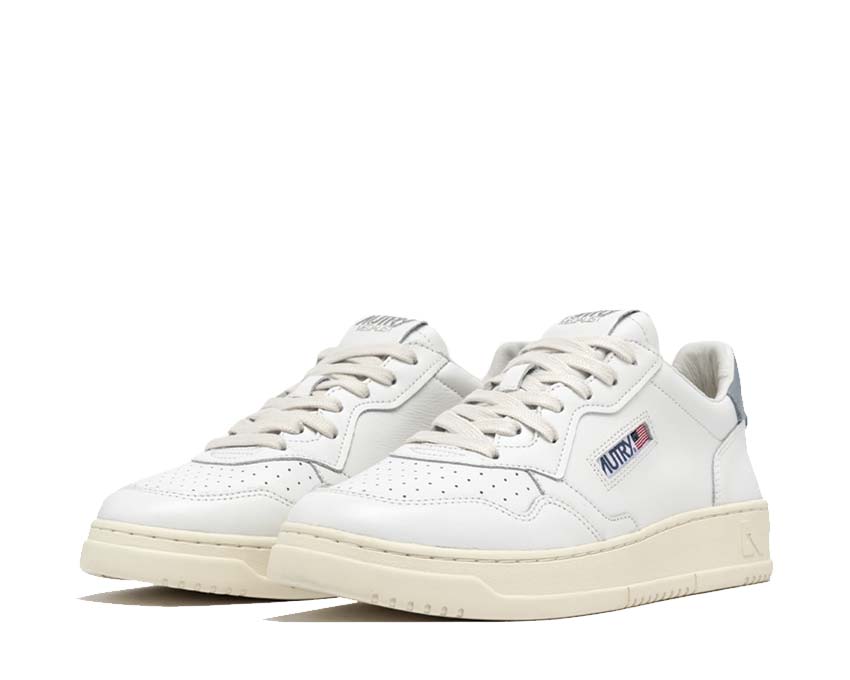Autry Medalist Low W Leather White Silver Blue suela — suela de goma vintage
