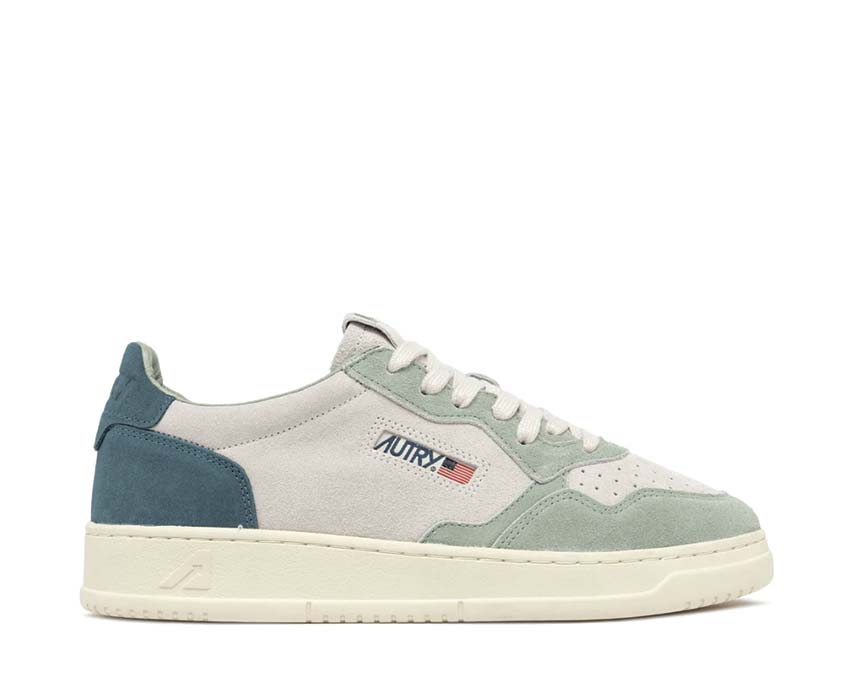 Autry Medalist Low Tricolore Griffon Jade — sneakers femme cuir suède tricolore rétro sport