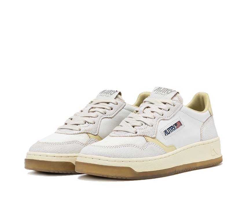 Autry Medalist Low W Virgin Crack White Hay suela — suela de goma vintage