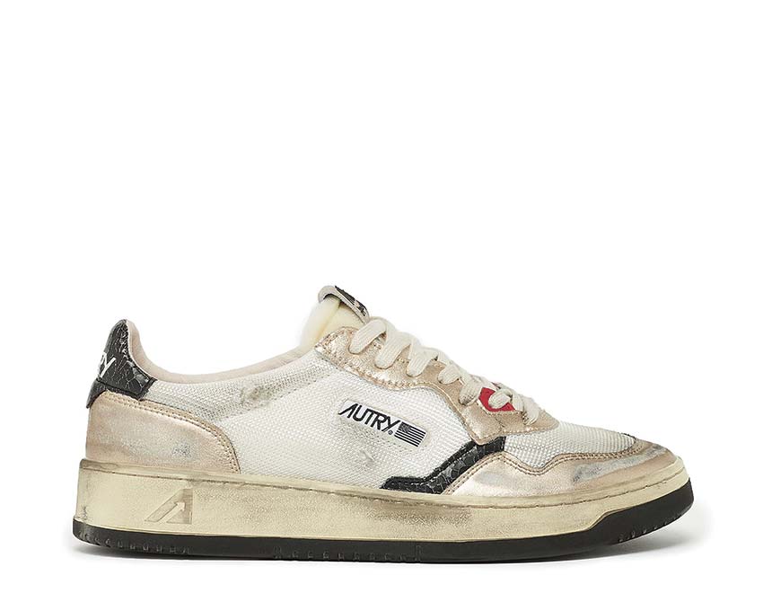 Autry Super Vintage Low Mesh Suede White Gold — sneaker homme mesh et daim