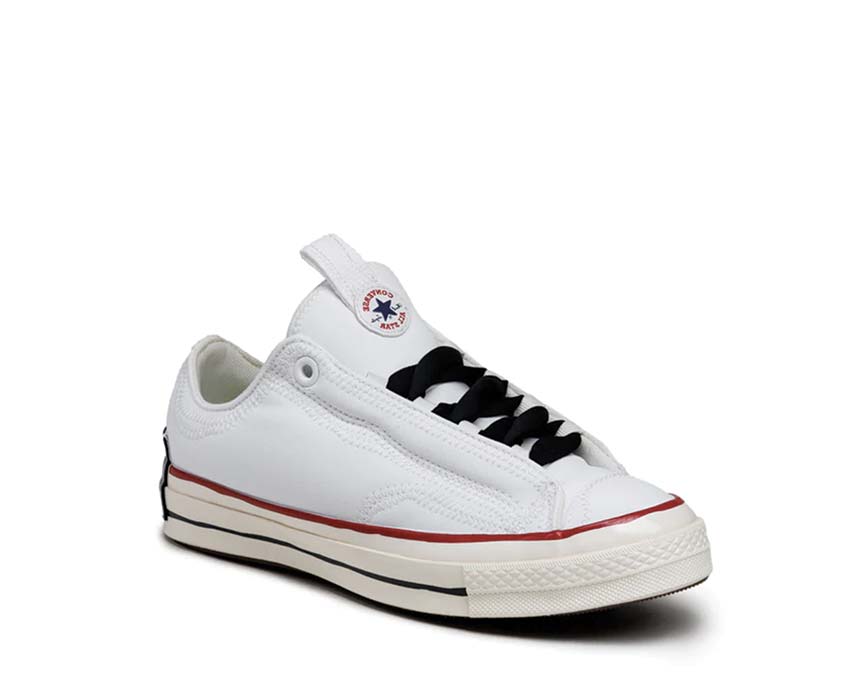 Converse Chuck Taylor All Star 70 OX Puffed White/Red vue latérale — profil low blanc rouge bleu