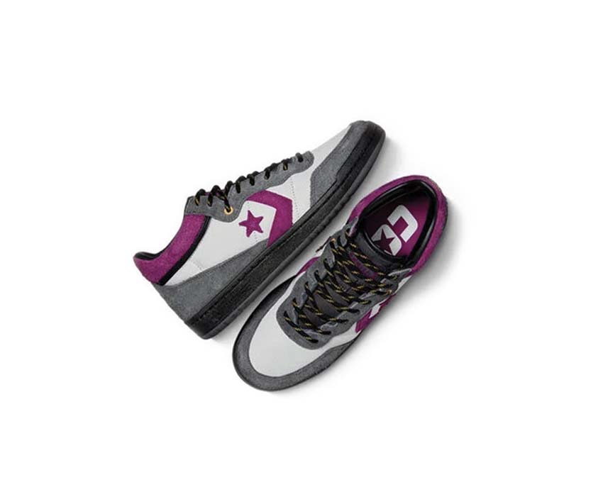 Converse Fastbreak Pro Mid Dark Matter Charcoal detail — charcoal leather Fastbreak Pro