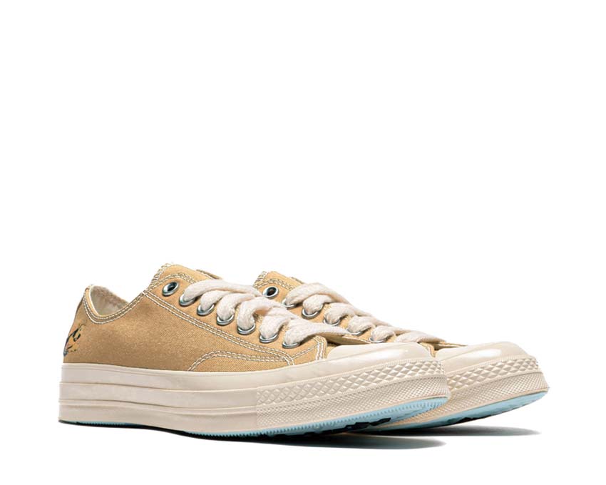 Converse Golf Le Fleur Chuck 70 OX Apricot vue latérale — fleurs brodées