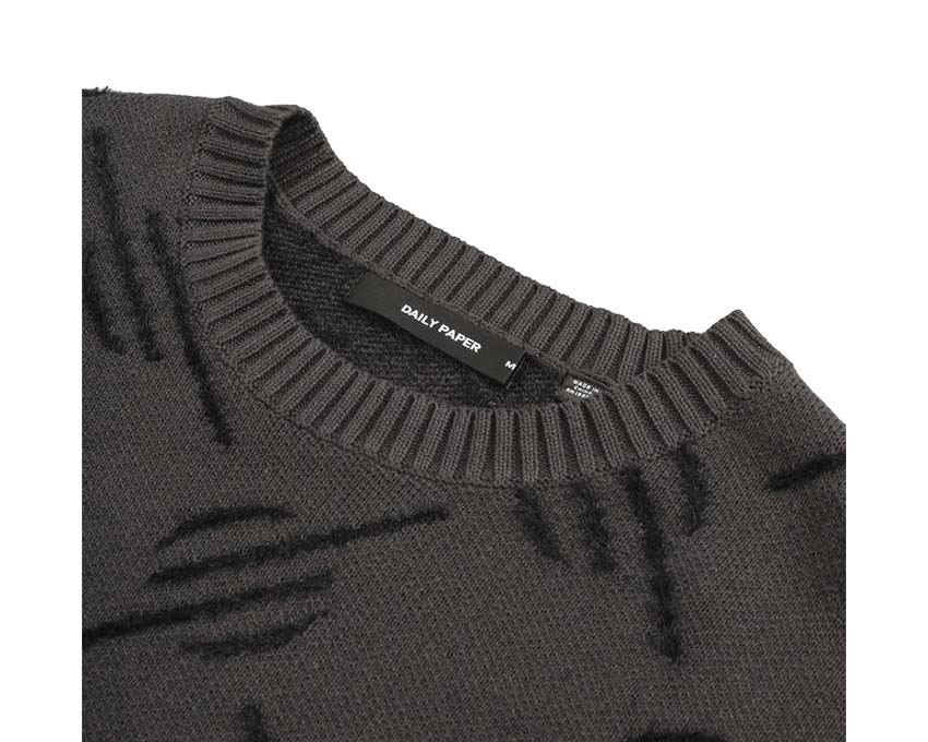 Daily Paper Tevin Monogram Knit Sweater Grey vue latérale — motif monogramme