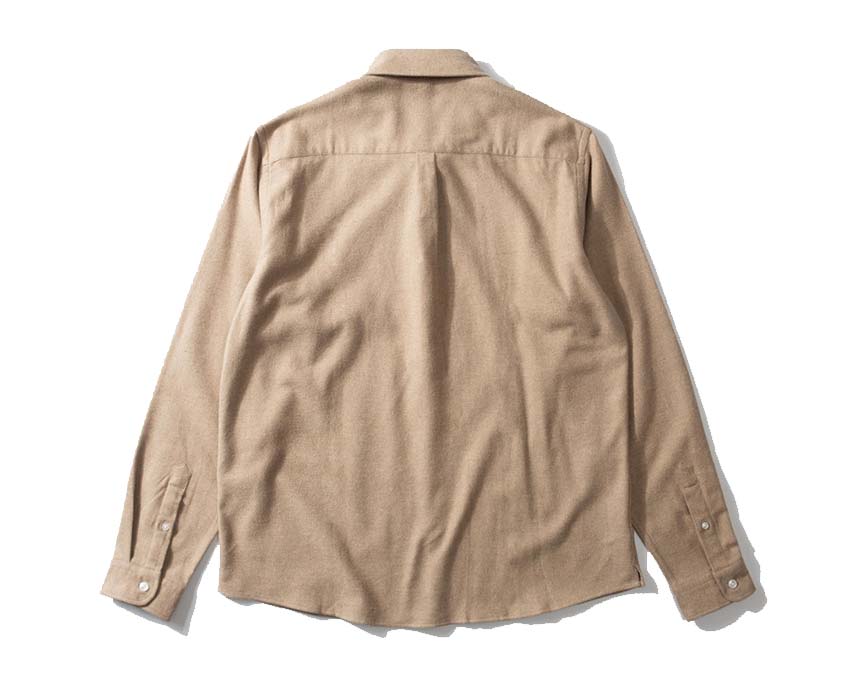 Edmmond Studios 10 Years Shirt Plain Brown vista lateral — corte recto abotonado