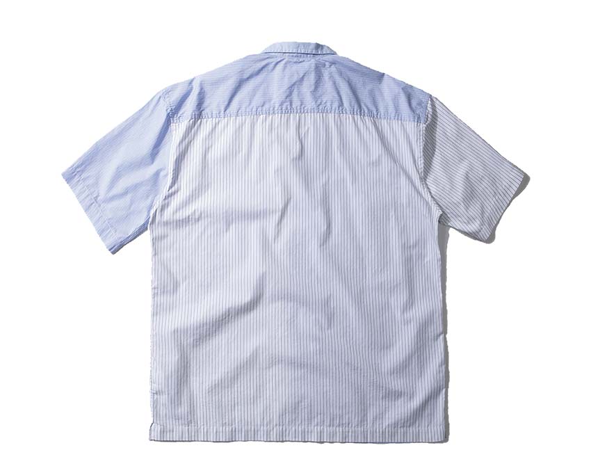 Edmmond Studios Happy Hour Shirt Light Blue detalle — cuello y logo bordado