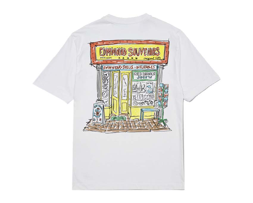 Edmmond Studios Souvenirs Tee Plain White side view — graphic souvenir print
