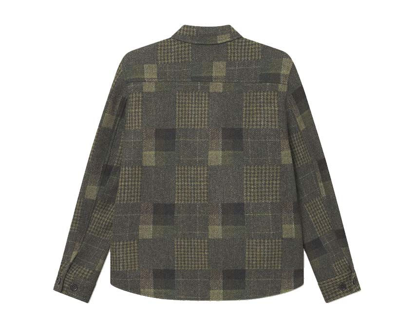 Les Deux Kody Patchwork Wool Overshirt vue latérale — coupe et détail patchwork
