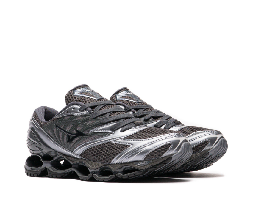 Mizuno Wave Prophecy LS Sport Black Sand vue latérale — plate running technologie