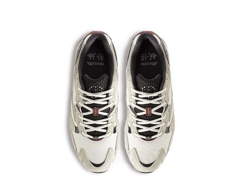 Mizuno Wave Rider 10 Yokai Cream side view — breathable mesh Yokai print