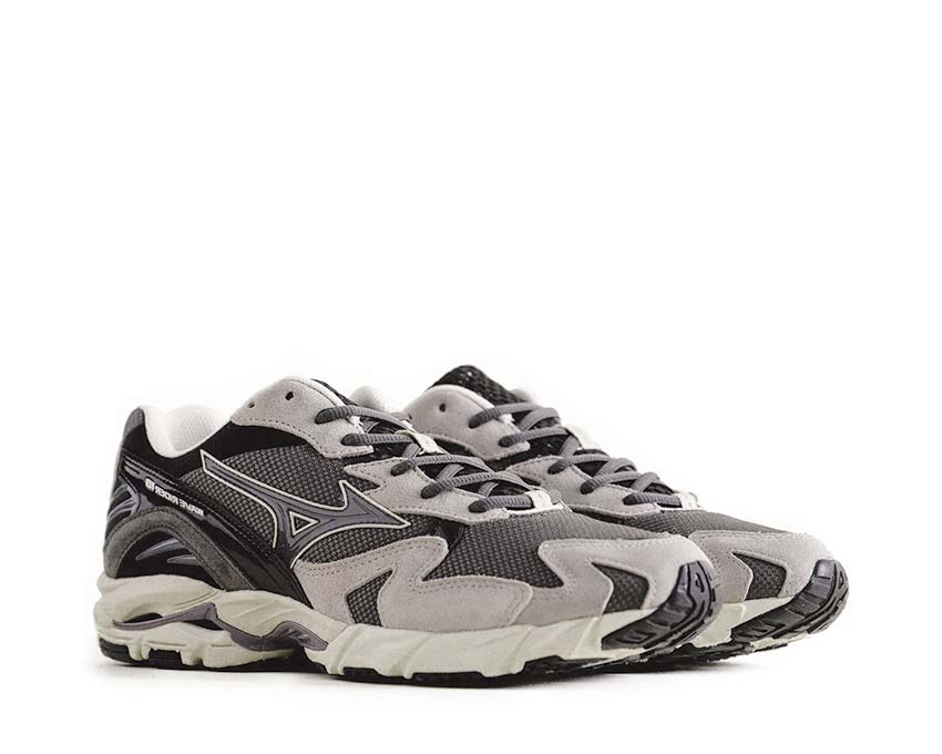 Mizuno Wave Rider 10 Yokai Grey side view — breathable mesh Yokai print