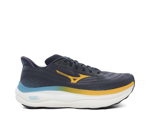 Mizuno Wave Sky 9 Baritone Blue Citrus Capri — zapatilla unisex running azul