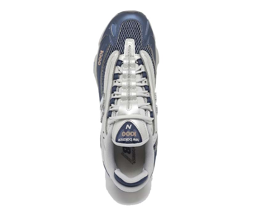 New Balance 1000 Vintage Indigo — 3/4-Rückansicht verstärkter Fersenbereich