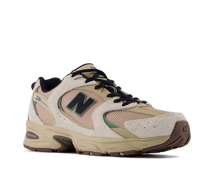 New Balance 530 Linen Incense Flat Taupe vue latérale — tige mesh respirante