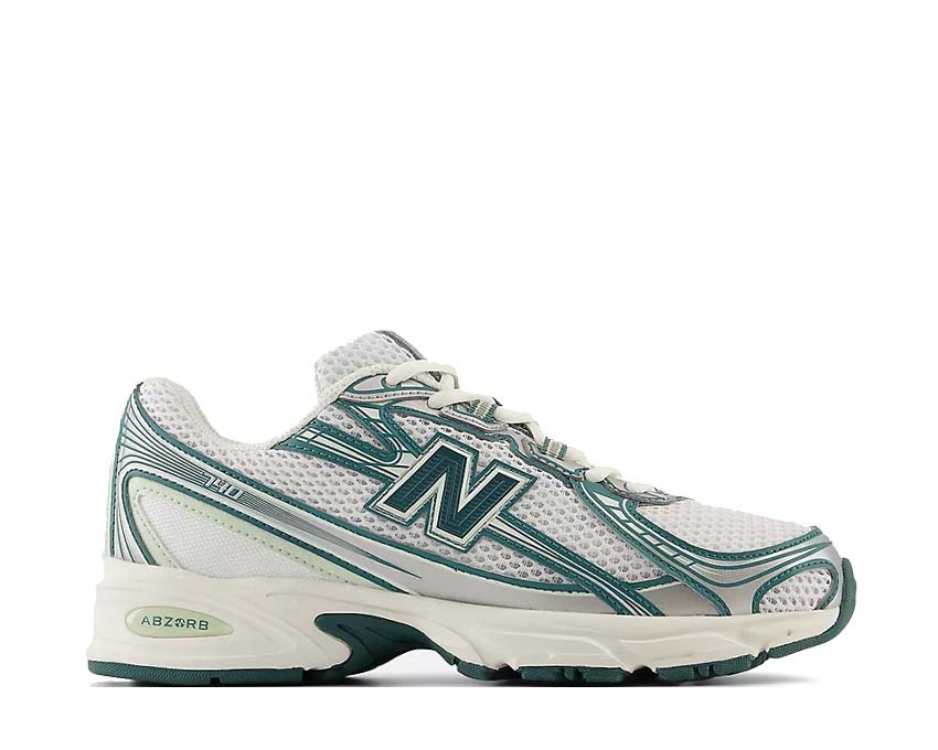 New Balance 740 White Marsh Green — men's retro running sneaker 2000s style