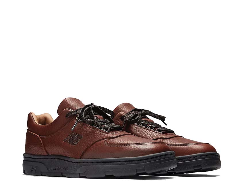 New Balance Allerdale Made in UK Black Coffee vista laterale — pelle a grana piena premium