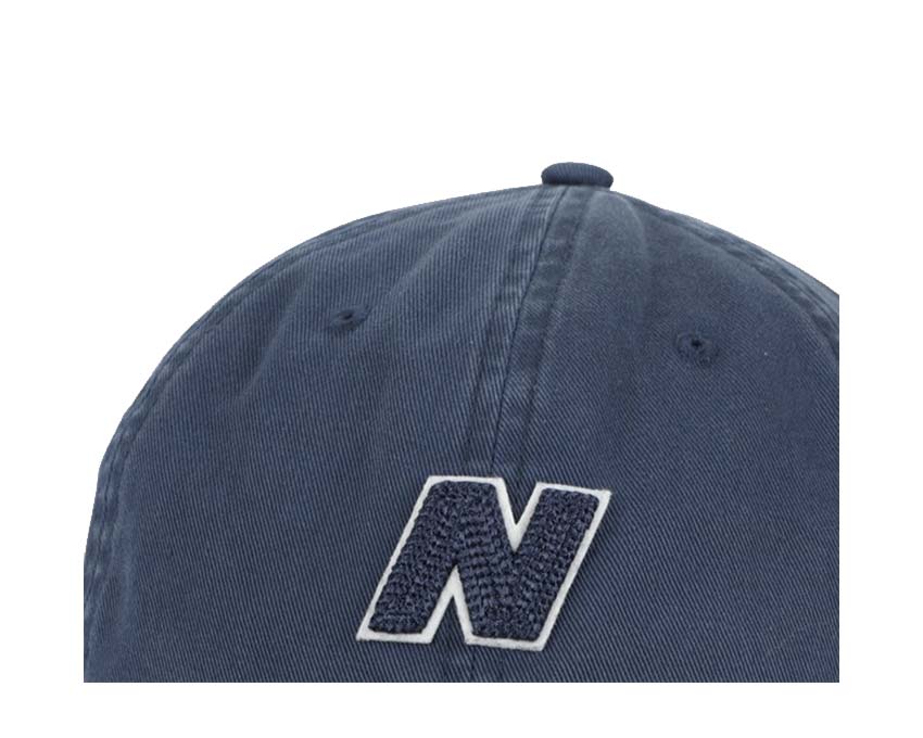 New Balance Cap Navy lateral view — curved brim adjustable fit
