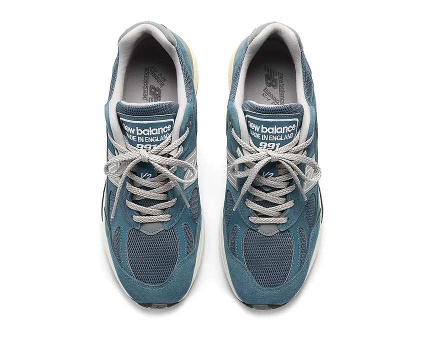 New Balance 991v2 Made in UK Tapestry dettaglio — cuciture e materiali artigianali UK