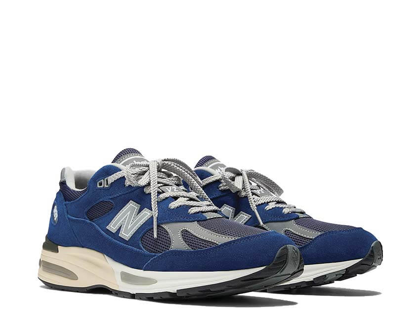 New Balance 991v2 Limoges Blue vue latérale — profil 991 fabriqué au Royaume-Uni