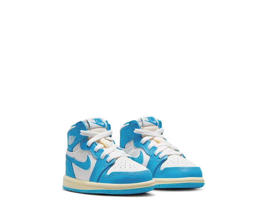 Jordan 1 Retro High OG UNC Reimagined TD sole — vintage outsole Powder Blue kids