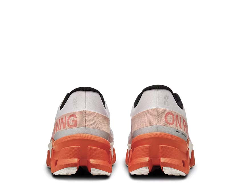 On Cloudmonster Hyper Mauve/Flame detail — racing upper men's running shoe