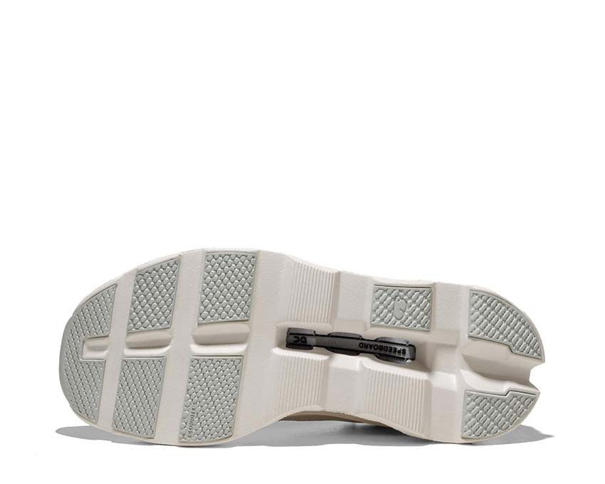 On Cloudmonster Void White detail — white mesh upper men's running shoe