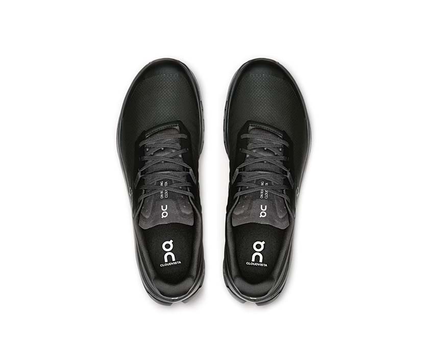On Cloudvista 2 W Black detail — breathable mesh trail women's shoe