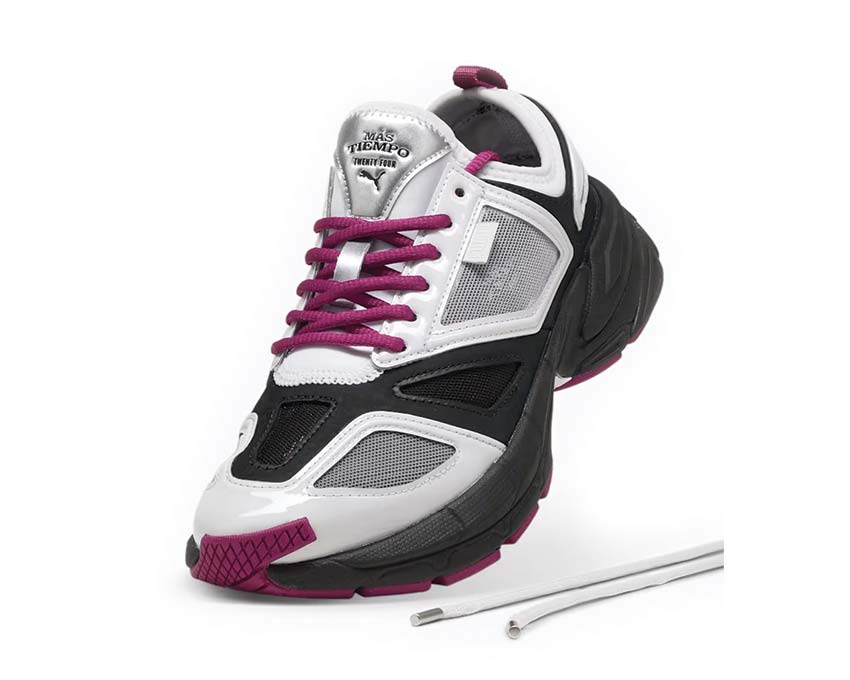 Puma Velophasis NU Feather Gray Black Magenta détail — branding Más Tiempo