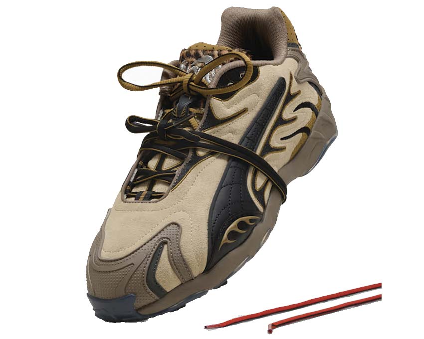 Puma x A$AP Rocky Inhale Leopard Beige vue latérale — motif léopard A$AP Rocky