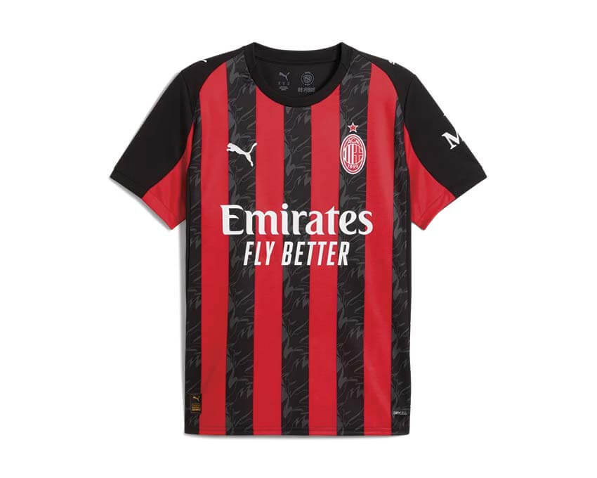 Puma AC Milan Home Jersey Replica — maillot domicile AC Milan rouge noir Puma football