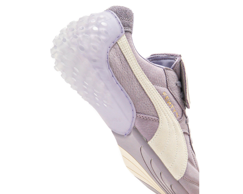 Puma Fenty Avanti LS Prune vue latérale — cuir pale plum blanc Fenty Avanti