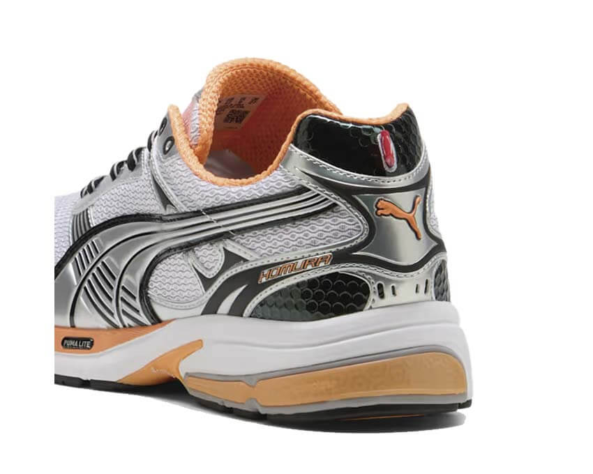 Puma Homura OG+ Argent détail — détail logo Puma Homura OG+ matte silver