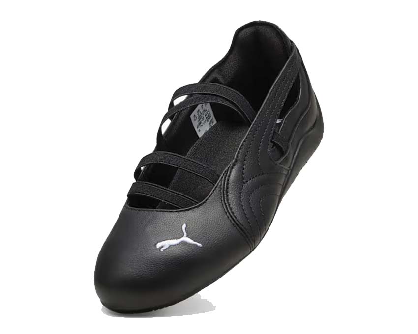 Puma Speedcat Ballet LTH Wns Black Seitenansicht — schwarzes Leder Ballett flach