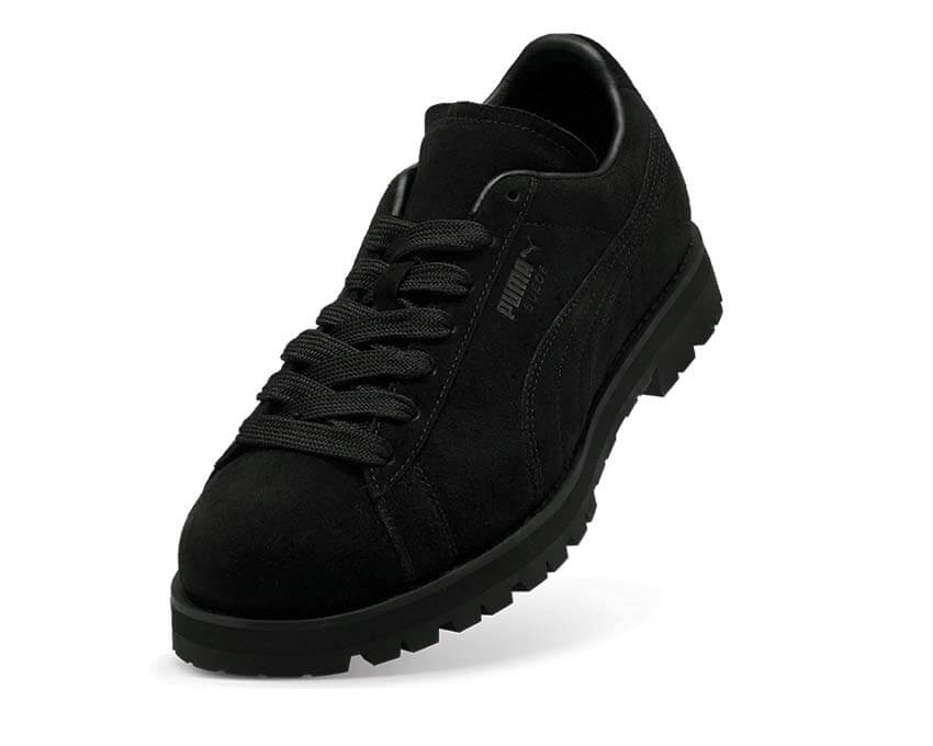 Puma Suede Vibram Noir vue latérale — daim noir semelle Vibram Puma