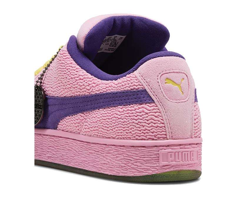 Puma Suede XL 2 TMNT Mauved Out detalle — paneles TMNT violeta
