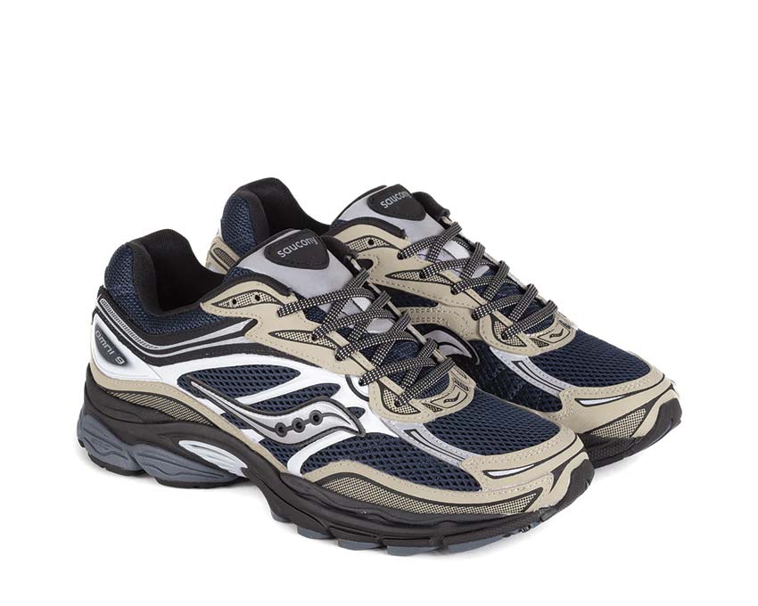 Saucony Progrid Omni 9 Blue Brass vista laterale — tomaia in mesh traspirante
